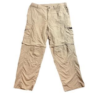 American Outback Mens XL Beige Convertible Cargo Pants Zip Off Hiking EUC